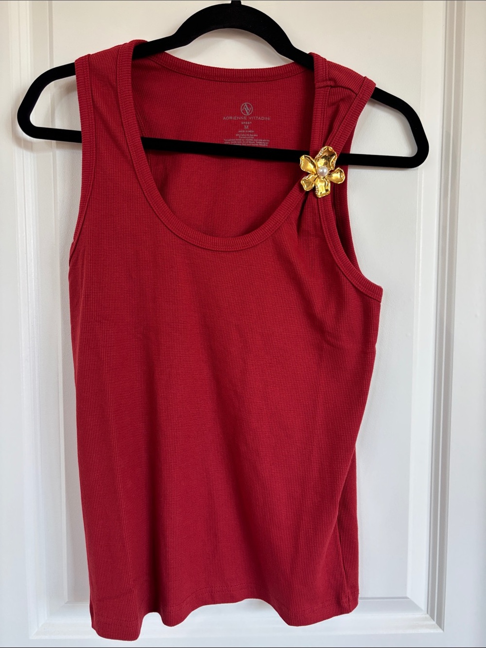 Adrienne Vittadini Red Ribbed Tank Top